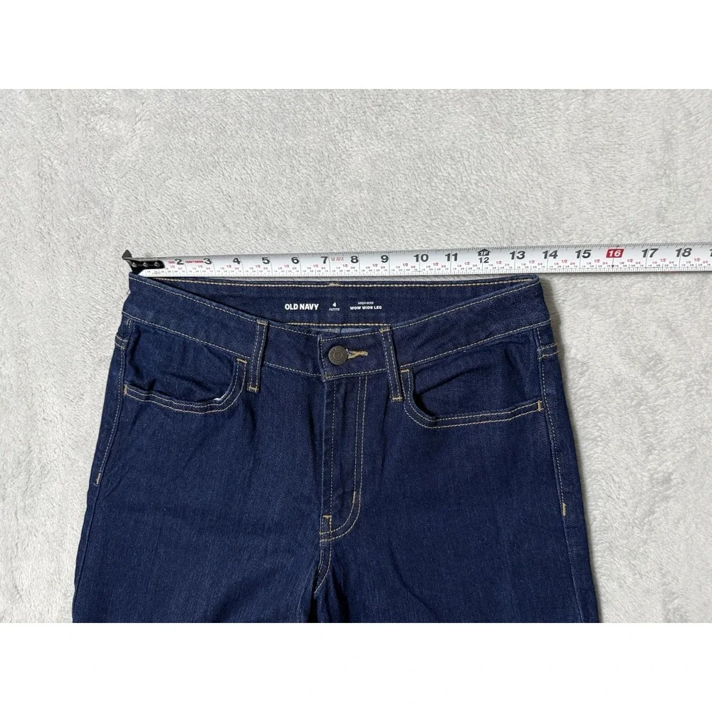 Old Navy Jeans Womens 4‎ Petite Blue High Rise Wow Wide Leg Dark Wash 27x28